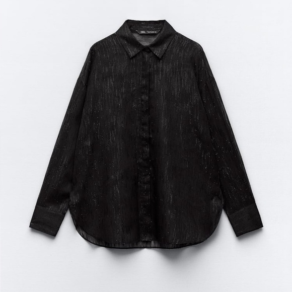 NWT/ Sz XSmall/ Shirt with lapel collar L/S /Metallic thread detail. - Picture 2 of 8